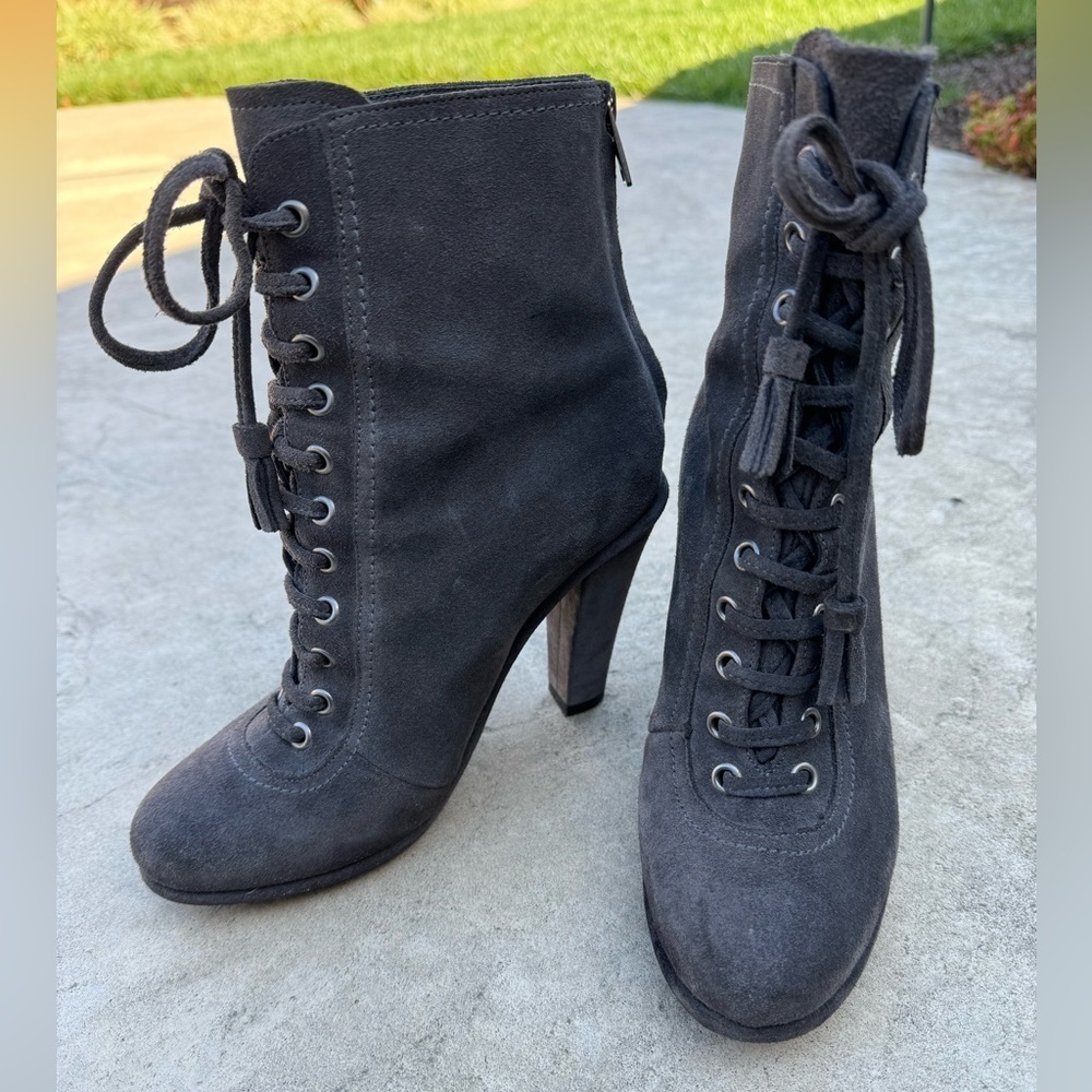 AllSaints Grimsby Boots‎ Asphalt Gray Suede - Like New Size 9